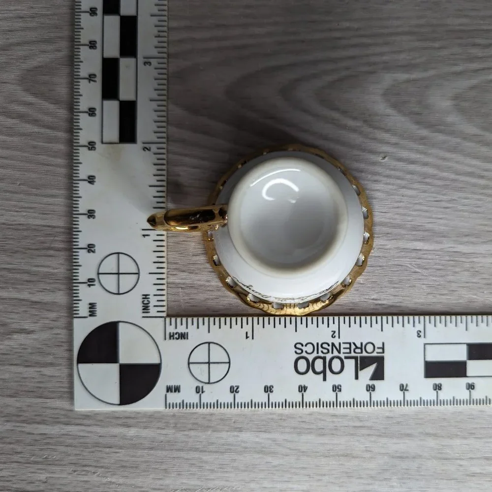 Vintage Porcelain The Lord's Prayer Miniature Cup & Saucer with Stand